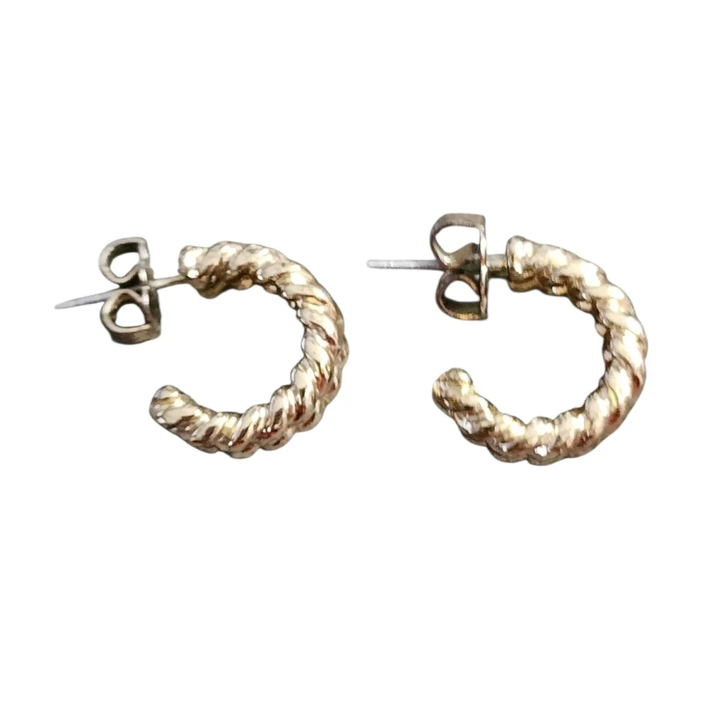 Goldtone Twisted Hoop Huggie Earrings